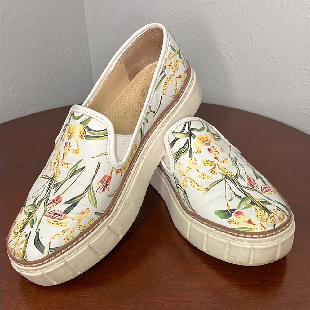 Vince Camuto Floral Print Loafers - White and Multicolor